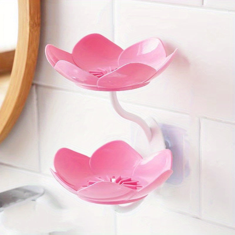 Simple to install double-layer hexagon soap dish for wall-mounting in the bathroom, perfect for Christmas or Halloween decoration.