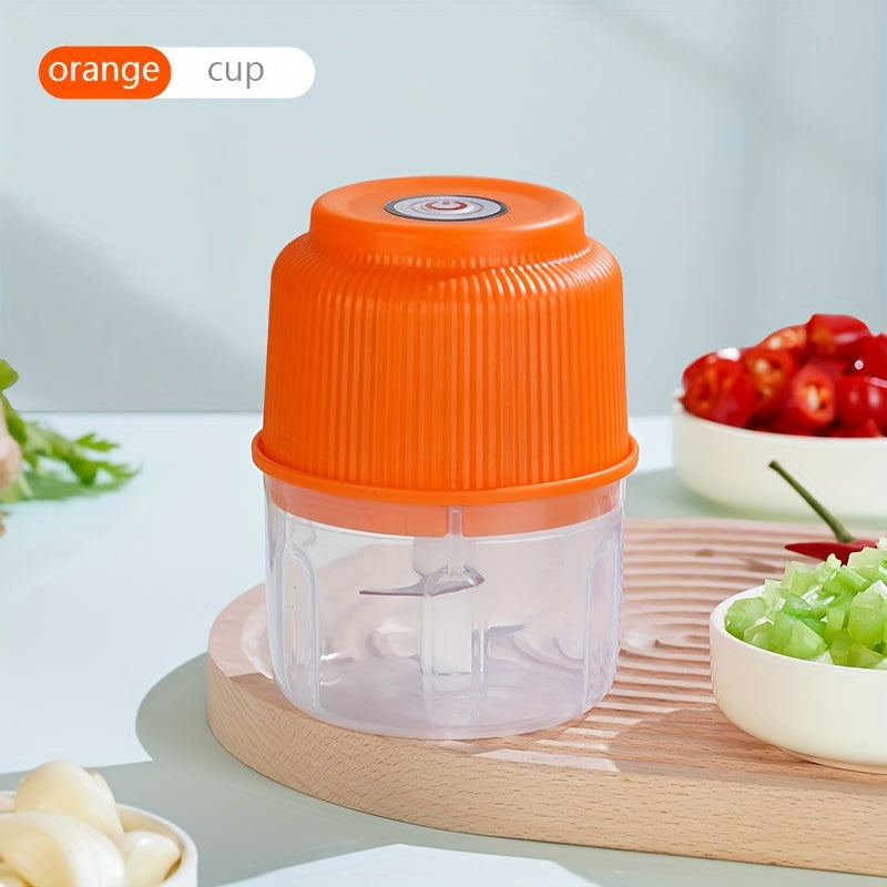 Portable Electric Garlic Chopper with 260ml Glass Container, USB Rechargeable Lithium Battery, Ideal for Outdoor Travel & BBQ, Includes Various Accessories