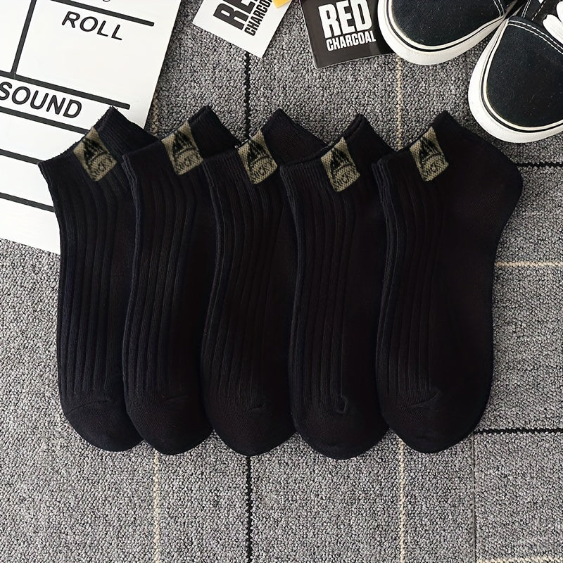 5 pairs of comfortable, breathable low-cut ankle crew socks.