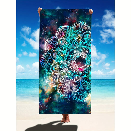 Floral beach towel ideal for outdoor activities, swimming, and camping. Quick-drying and soft for summer vacations and poolside use.