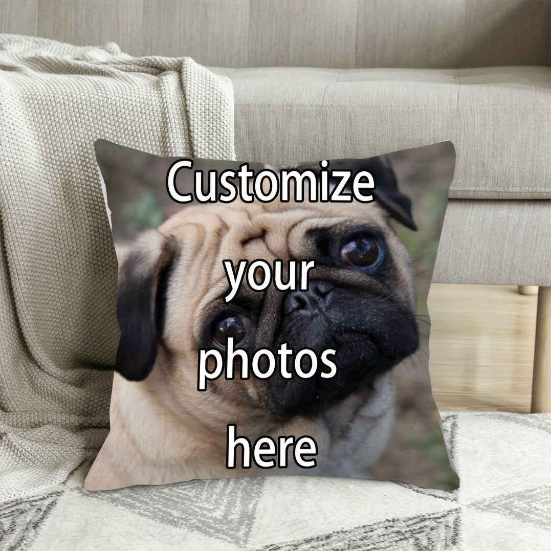 Soft plush pillow cover in 45.72x45.72cm featuring adorable Pug design - Ideal for enhancing home or office decor, perfect for bedrooms and living room sofas (Pillow not included)