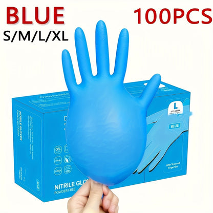 Original Blue Nitrile Disposable Gloves - 2-100pcs, Powder Free, Latex Free, Durable Household Cleaning Supplies. Waterproof gloves suitable for kitchen cleaning, tattoo, hair dyeing, pets, beauty salon, household gadgets.