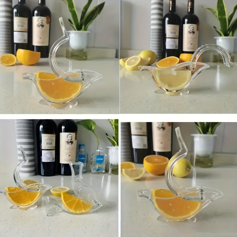 Bird-shaped manual citrus juicer with multipurpose design - perfect for squeezing lemons and oranges. A unique kitchen gadget for making fresh juice.