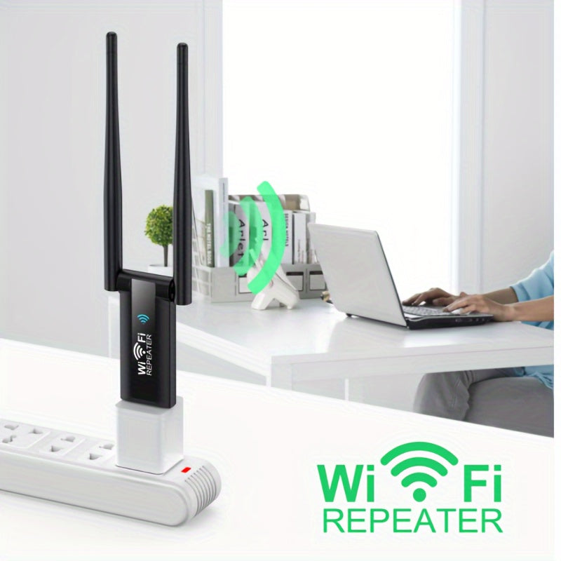 USB WiFi Extender - Boosts signal range and speed for home routing, noise-free, portable.