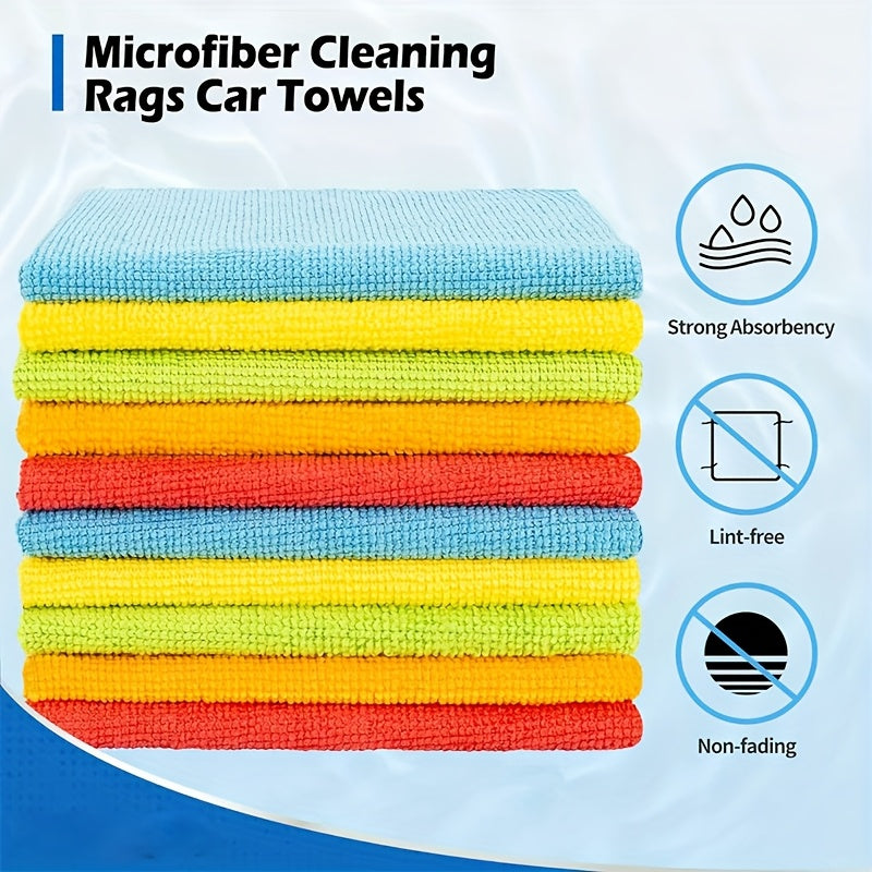 12 Vibrant Orange Ultra-Soft Microfiber Cleaning Cloths - Lint-Free and Reusable for Efficient Dusting and Cleaning of Cars, Faces, and Home Surfaces. Ideal for Bedrooms, Bathrooms, Kitchens, and Living Rooms. Includes Microfiber Car Towel.