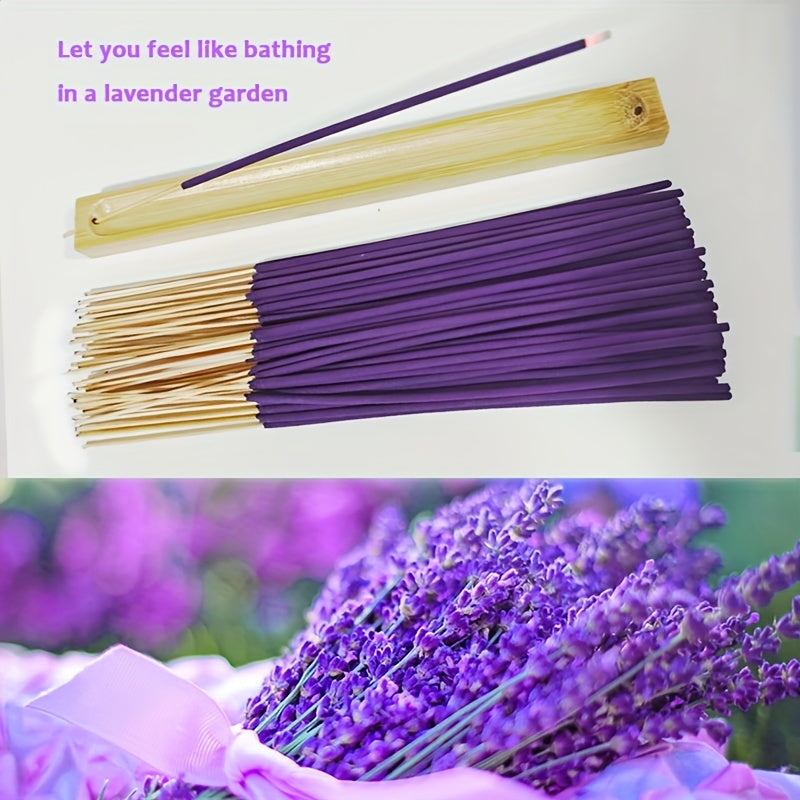 30/110pcs Lavender Bliss Incense Sticks with Dragon Blood Bamboo Fragrance for Meditation, Yoga, and Aromatherapy. Long-lasting scent ideal for home decor and holidays.