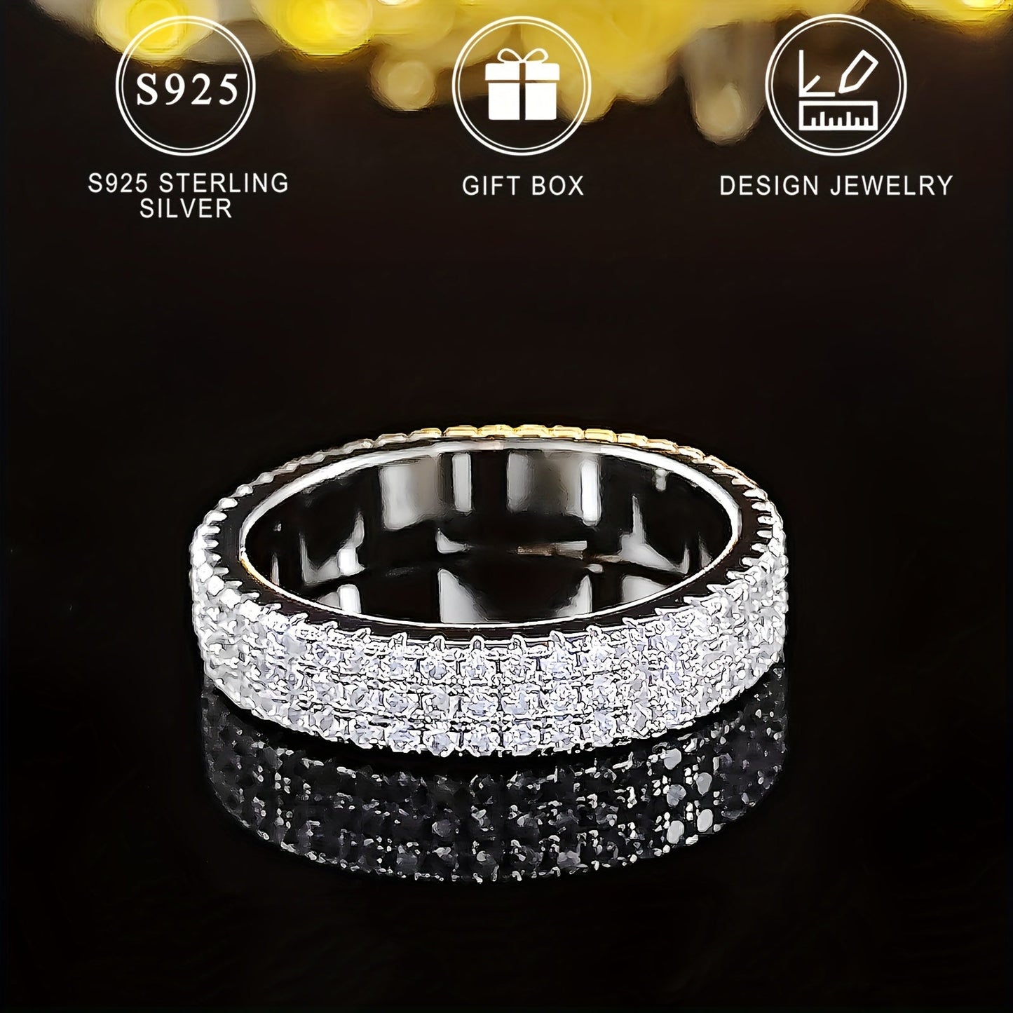 High quality engagement/wedding ring made of 925 sterling silver, featuring sparkling zirconia stones. A perfect gift for that special person, comes with a gift box included.