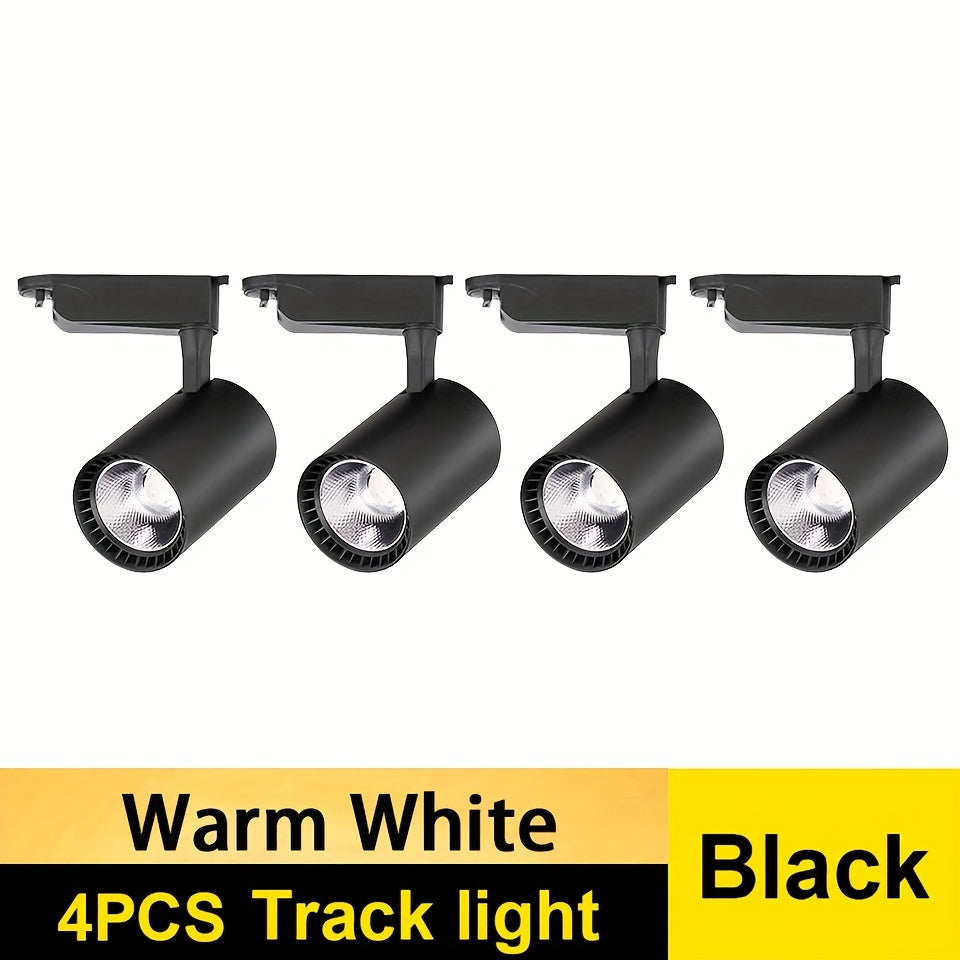 4-piece set of LED track lights in 12W, 20W, 30W, and 40W for store and home use.