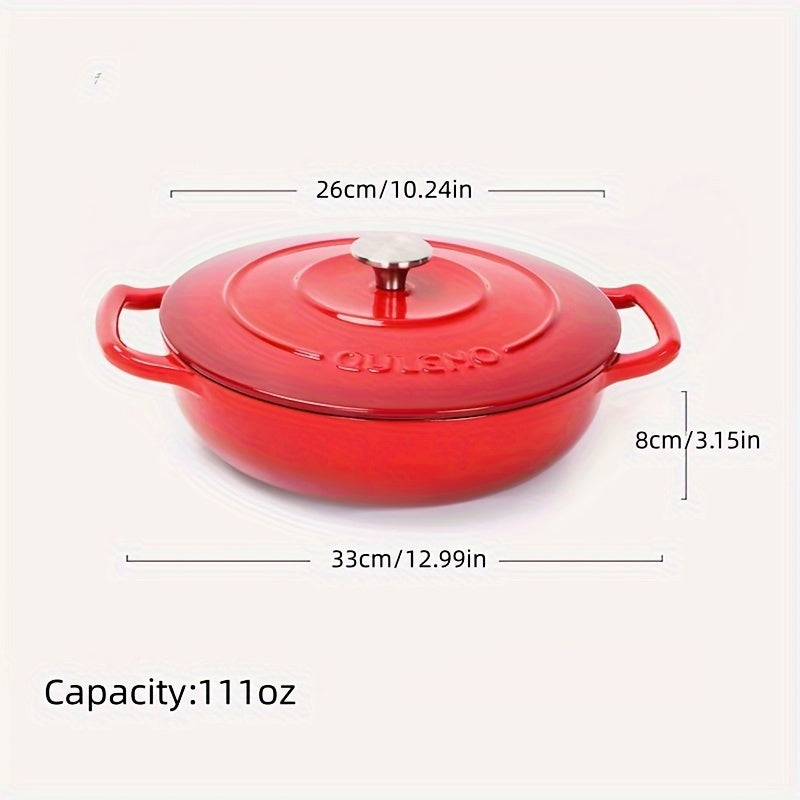 Long-lasting and adaptable 111oz Enameled Cast Iron Saucepan with Lid - Non-Stick, Ideal for Induction & Gas Cooktops