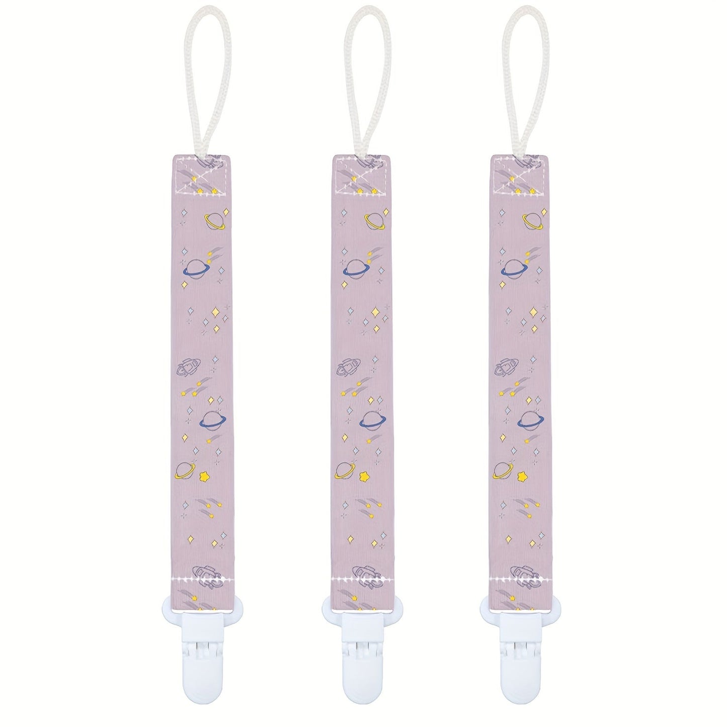 COZYPANDA Pacifier Clips - Set of 3, Universal Fit, Strong and Durable, Various Designs, Keep Pacifiers Securely Attached, Perfect Baby Shower Gift.