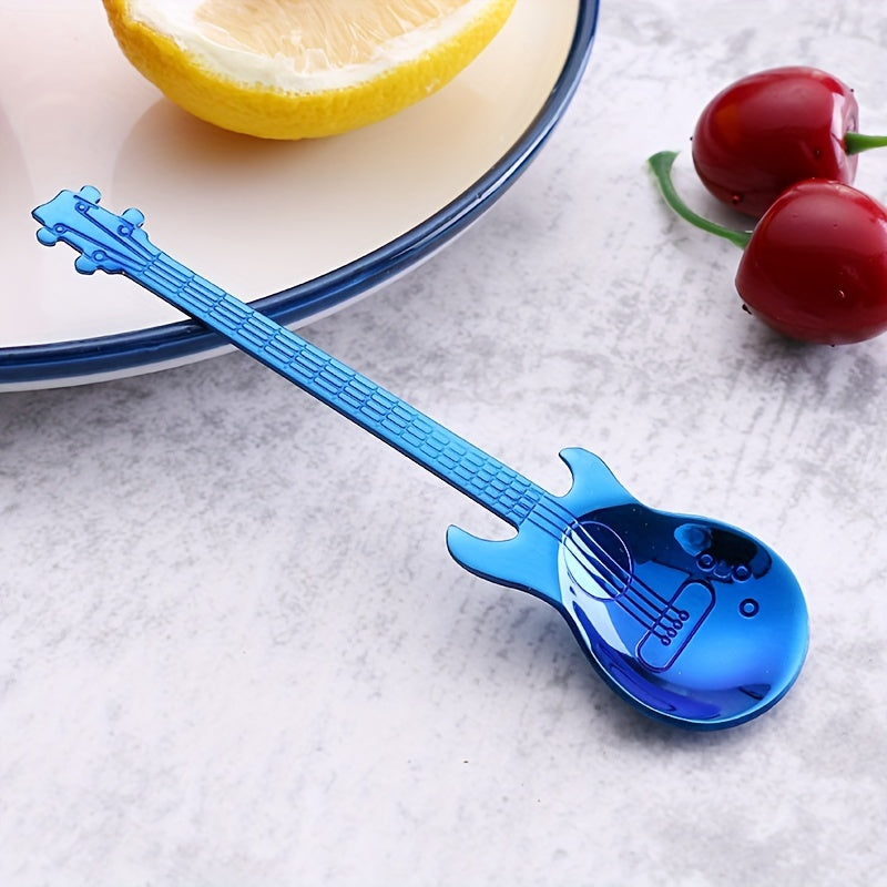 Celebrate Eid with our adorable set of 7 colorful guitar spoons made from high-quality 304 stainless steel. These creative and fun tableware pieces are perfect for stirring your coffee, enjoying a scoop of ice cream, or indulging in some candy. Ideal for