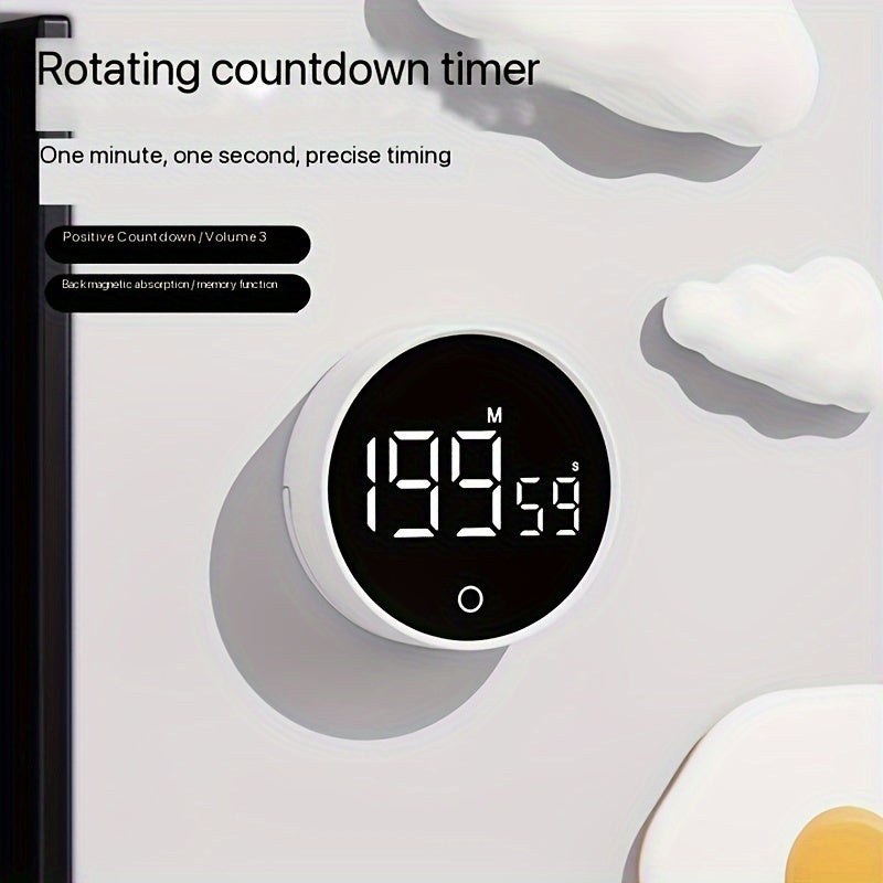 Rotating Kitchen Timer - 1 Piece, Silent Desktop Design with 200 Minutes Capability, Multi-Functional Plastic Time Manager and Reminder for Household Use (Batteries Not Included) - Perfect Kitchen Accessory