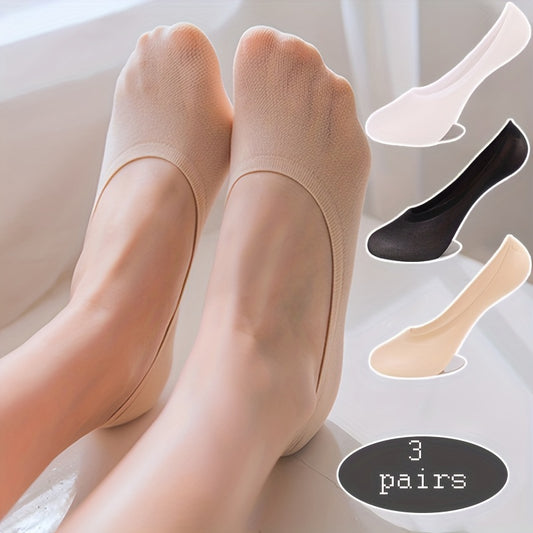 3 pairs of comfortable and breathable low cut ankle socks, invisible and solid, for women.