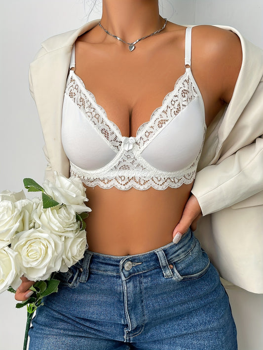 Lace Stitching Steel Ring Bra - Sexy, Elegant, Cute