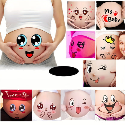 This set includes 10 Pregnancy Belly Stickers, featuring fun expressions for maternity photos. They are a unique novelty gift for expectant mothers, suitable for ages 14 and up. Made from high-quality paper, these stickers are a memorable keepsake for