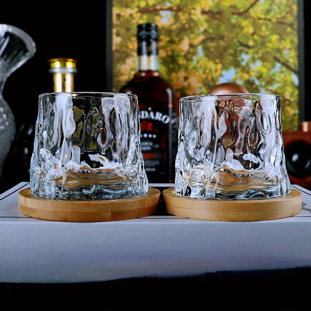 Sets of 6 stylish rolling whisky glasses with holders, perfect for various drinks and as unique gifts for men. Ideal home decor.