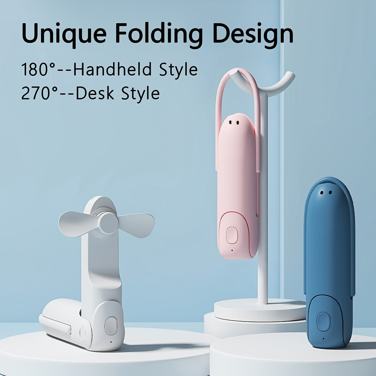 Handheld USB Fan with Adjustable Design, ABS Material, Key Control, Wearable, for Indoor/Outdoor Use, Built-in Lithium Battery. Can be used as a Heating/Cooling Air Purifier.