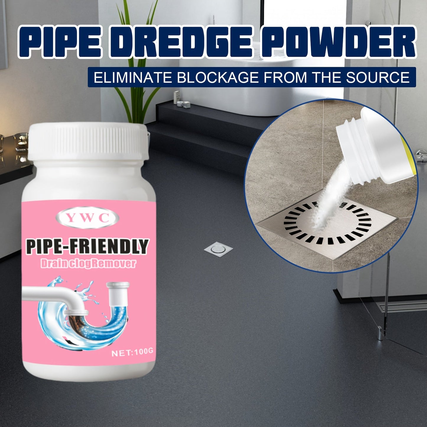 100 grams of versatile powder for cleaning pipes - Effective solution for unclogging kitchen and bathroom drains