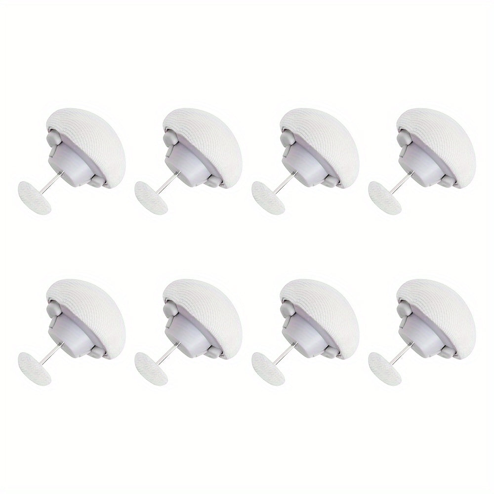 This set includes 8 reusable mushroom-shaped holders specifically designed for securely fastening down comforters. They are easy to release and detach, making them perfect for securing comforters, bed linens, curtains, and socks. These holders also help