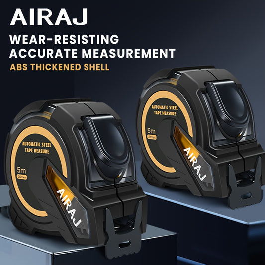 AIRAJ Steel Tape Measure - 3m/5m/7.5m/10m, Self-Locking, Easy-Read Display, Retractable with Thickened ABS Shell for DIY & Construction Accuracy