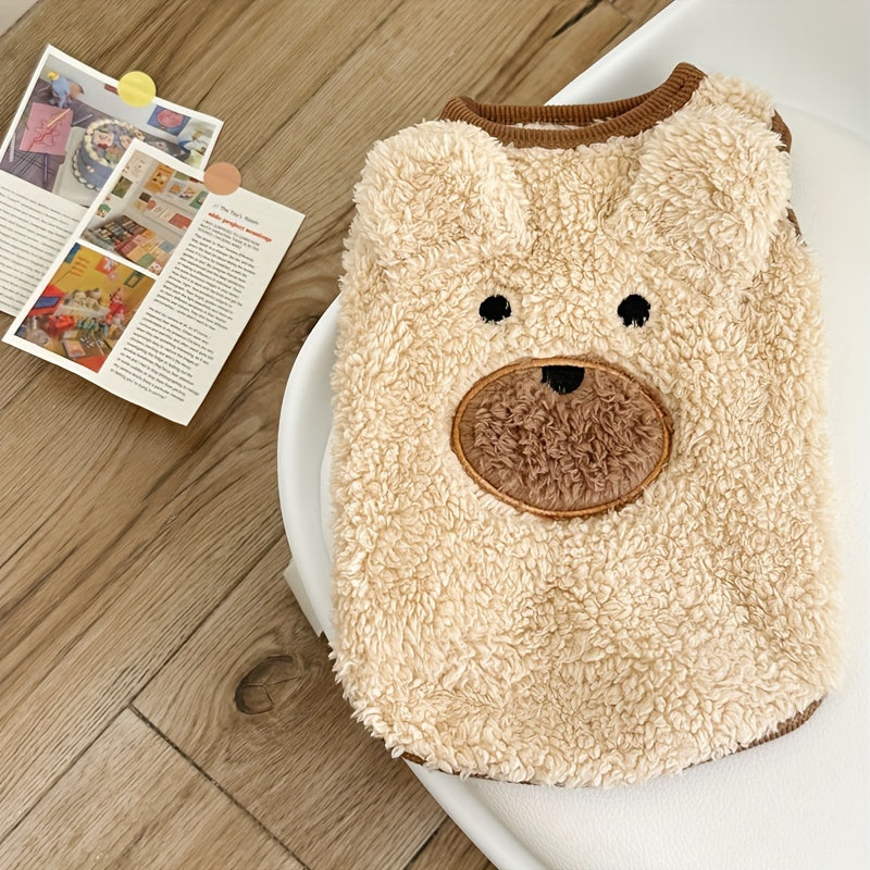 Soft and warm dog sweater with bear theme for small/medium breeds. Machine washable. Ideal for Teddy, Bichon, Poodle & Schnauzer.