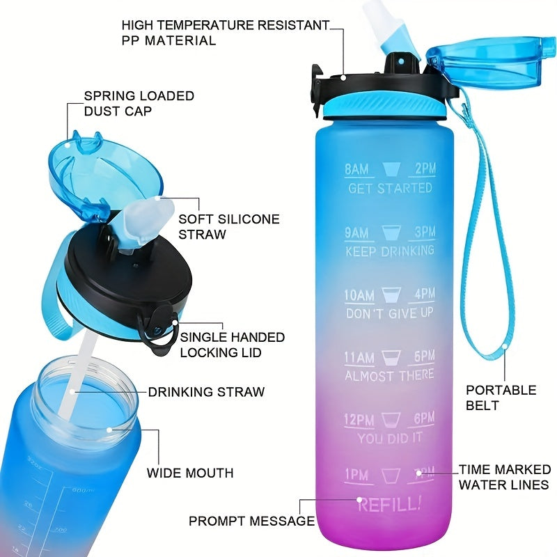 32oz Sports water bottle with time marker to stay hydrated and fit