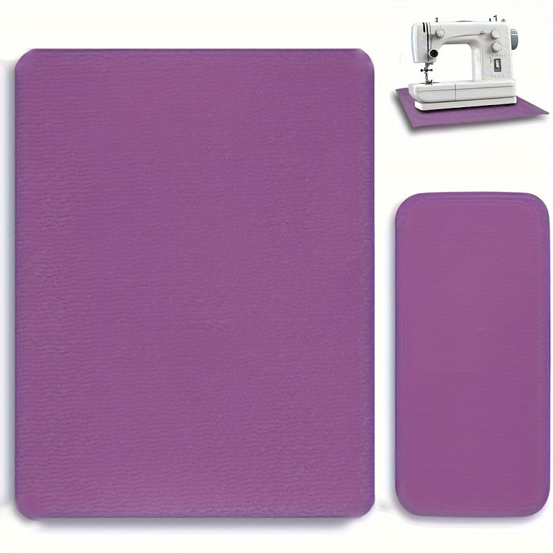 2pcs Sewing Machine Silencer Pads and Foot Pedal Mat in Blue and Purple for reduced vibration and movement, non-slip crafting accessory for art storage and transport.