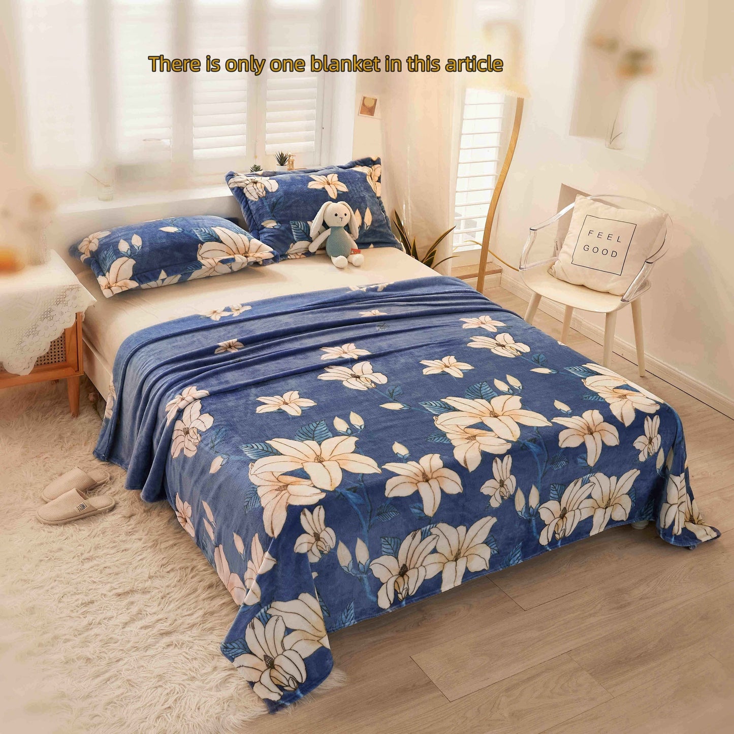 Stay cozy with this contemporary floral throw blanket, made from soft, warm plush flannel fleece. Featuring an active print design and weighing 180-200gsm, this blanket is perfect for all-season comfort. Crafted with polyester, it is suitable for use on