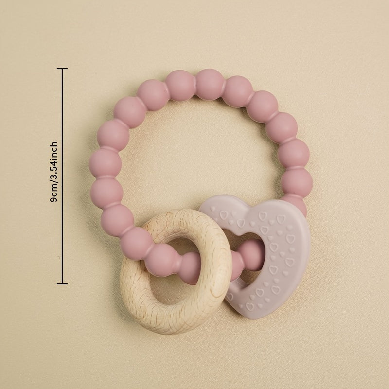 Dusty Rose Baby Teething Toys - Safe BPA-Free Silicone Teethers for Infants 0-24 Months - Designed for Soothing Sucking Needs