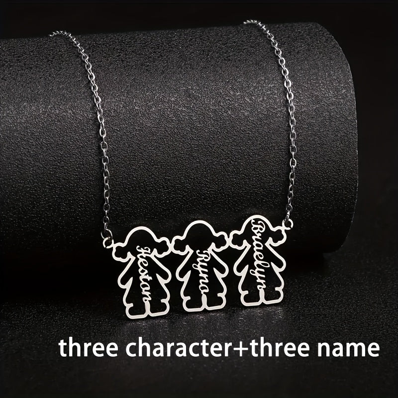 Personalized Stainless Steel Pendant Necklace featuring multiple names - Perfect for showing appreciation to loved ones - A thoughtful gift for Mother's Day, birthdays, or just because - Great for women who love unique jewelry.