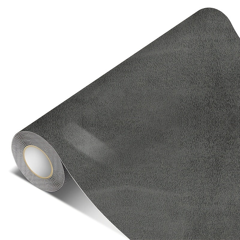 Soft gray suede material in a large self-adhesive velvet fabric sheet, perfect for car interior makeovers and DIY craft projects. Luxurious texture with a plush surface, ideal for