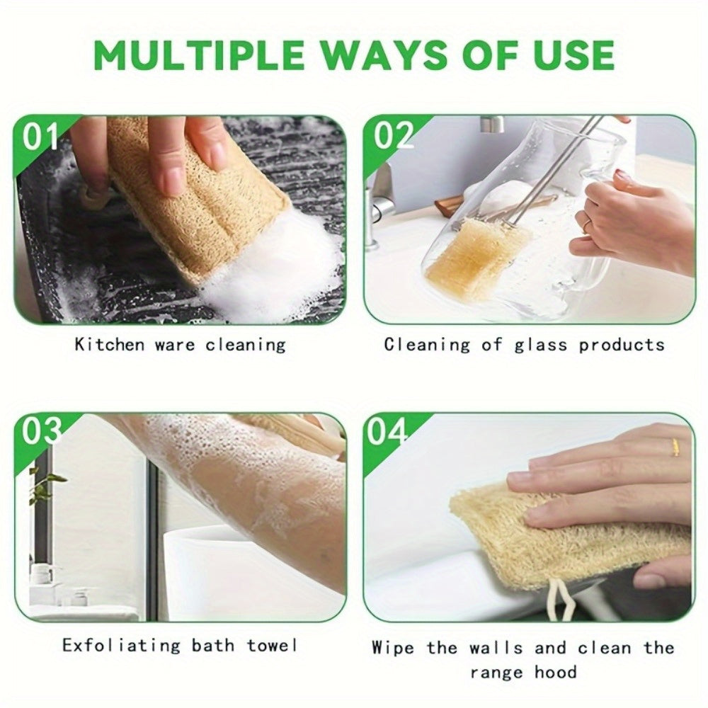 Get 5 pieces of natural loofah exfoliating body scrubbers that can be used for face and body, as well as for kitchen and bathroom cleaning. Made of high-quality plant fiber, these scrubbers make the perfect Christmas gift.