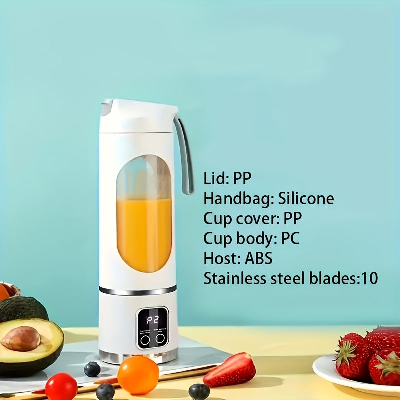 The Portable USB Rechargeable Mini Blender and Juicer is a convenient option for fresh juice anytime. With 3 modes, a digital display, and 12 blades, this blender has a 15.22 oz capacity and is easy to clean. It is travel-friendly, made of plastic, and