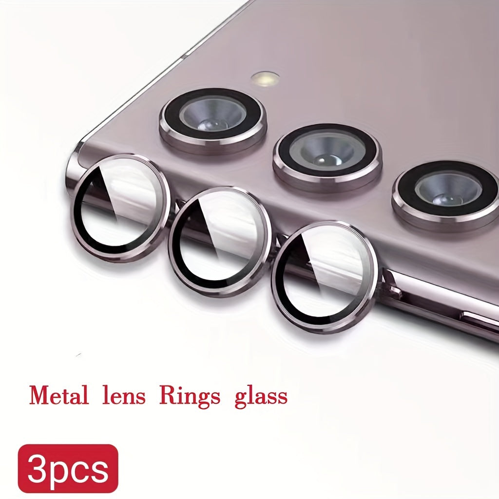 Camera protector rings for various Samsung devices in the A and S series, designed to protect camera lenses.