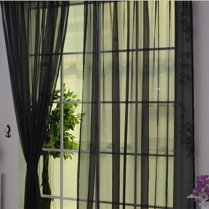 Set of 2 Vibrant Floral Sheer Voile Curtains - Airy and Lightweight Window Panels for Living Room & Bedroom, Size 199.9cm x 100.08cm, Simple to Maintain