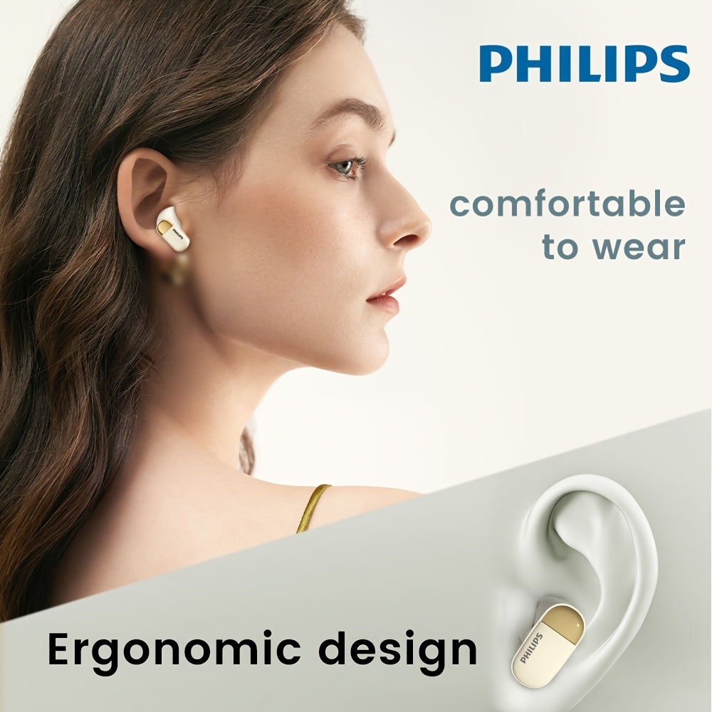 New Philips wireless earbuds with microphone for sports, stable fit, long battery life, and compatibility with all smartphones (TAT2169).