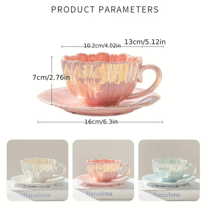 Floral ceramic tea cup set for tea time at home or office, perfect for girls and couples.