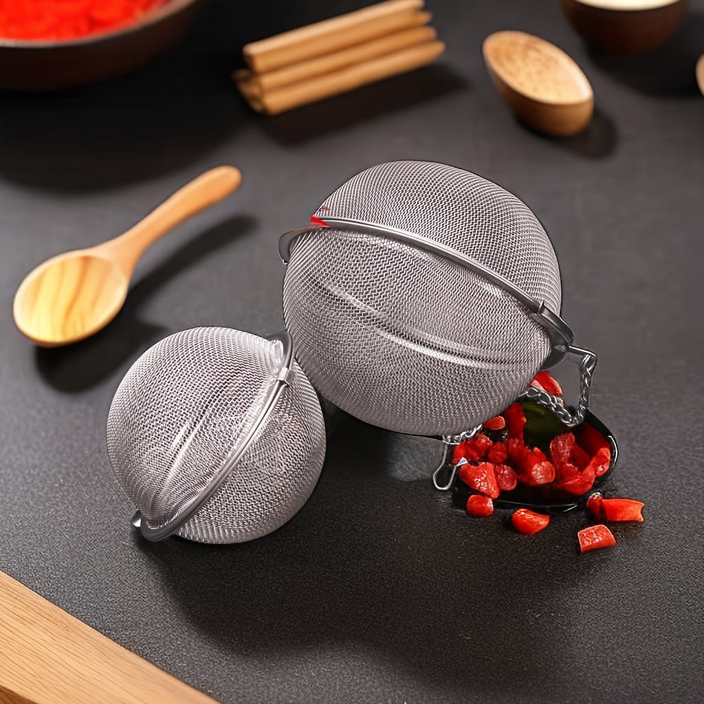 Stainless Steel Seasoning Infuser Ball - Perfect for Tea Leaves & Spices in Soup, Marinades for Meat - Great for Holiday Cooking (Christmas, Halloween, Easter, Hanukkah, Thanksgiving)