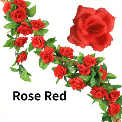 7.55ft Artificial Rose Vine for Outdoor UV Resistant Décor.