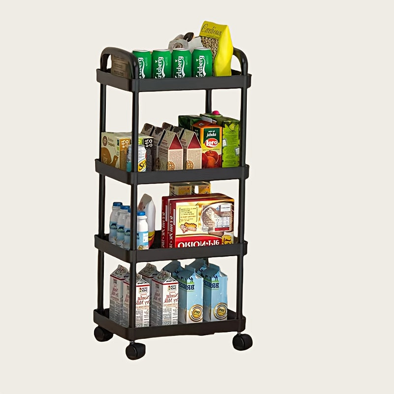 The Plastic Rolling Utility Cart Organizer offers a Classic Style with Multi-Tier Storage, making it a versatile household items organizer. It requires No Assembly and No Electricity or Batteries, providing convenience and ease of use.