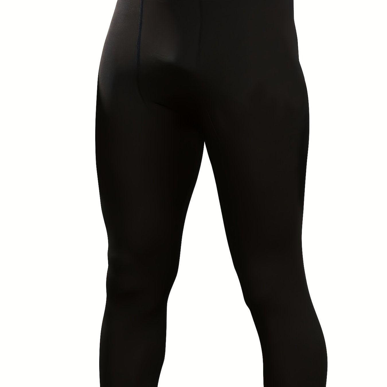 Men's Black Cropped Leggings - High-Elasticity, PRO MICRENEN Design, Polyester & Spandex Blend, Machine Washable, Athletic Fit, Ideal for Gym or Casual Wear