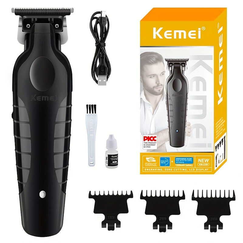 Kemei Professional Electric Hair Clipper Set in Black, Multi-piece, USB Rechargeable, Beard Trimmer, Styling Tools