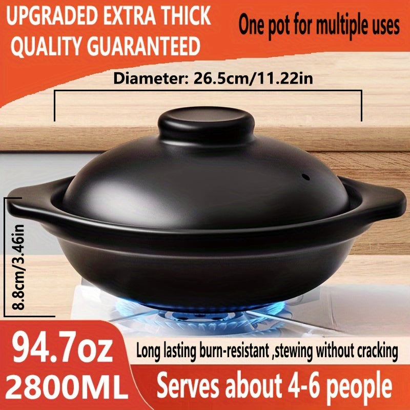 High Quality Ceramic Casserole Stew Pot with Lid and Double Handles, Multipurpose, Thickened, Durable, Heat-resistant, Non-stick, Easy to Clean, Suitable for Home and Restaurant Use