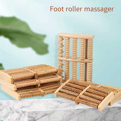 1pc Dual-Direction Wooden Foot Roller - Meridian Massager for Fatigue Relief & Relaxation at Home