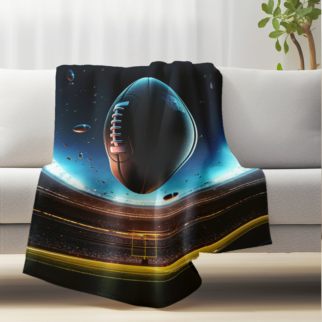 Soft, warm, and lightweight, this contemporary-style American football stadium print flannel throw blanket is ideal for cozying up on the sofa, napping at home or in the office, or taking with you on camping trips or travels. Made of tear-resistant