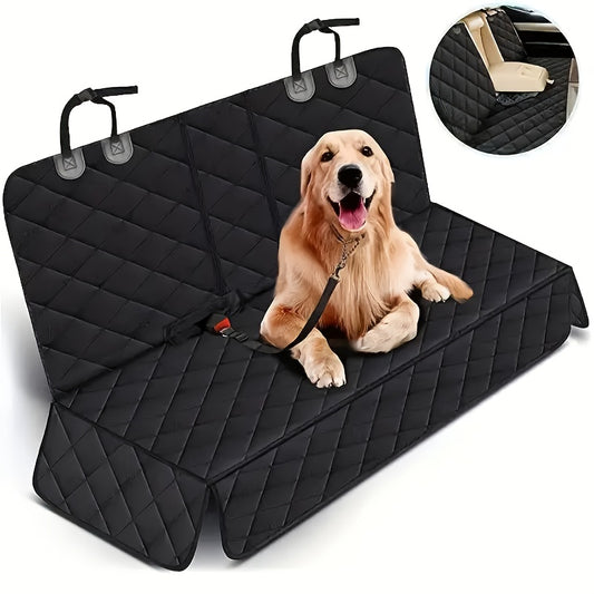 Top-notch car seat cover for pets: waterproof, anti-slip, hair and spill resistant, durable, easy to clean, fits all vehicles, premium quality, long-lasting, stress-free travel companion.