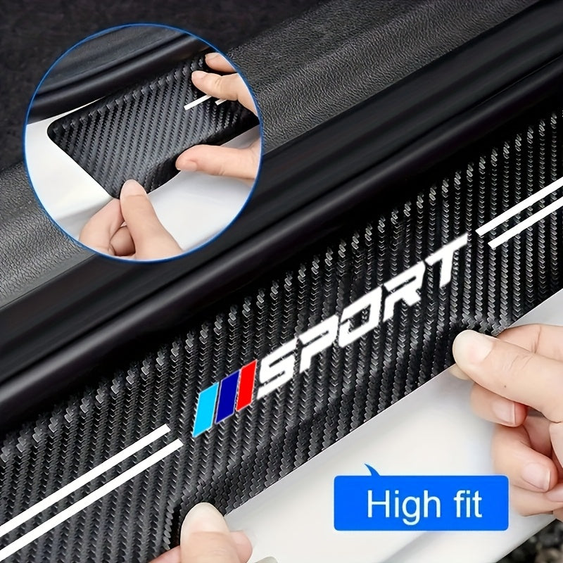 9-Pack Universal Car Door Sill Protectors, Durable PVC Anti-Scratch Pedal Stickers with Sporty Design, Easy Installation.