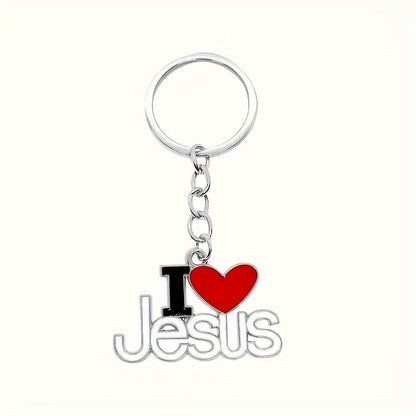 Set of 20 I Love Jesus Keychains, Religious Alloy Pendant Keyrings, Heart-Shaped Charm, Women's Key Ring, Christian Faith Favors, Prayer Gifts for Decorating, Birthday Celebration with Ring Loop