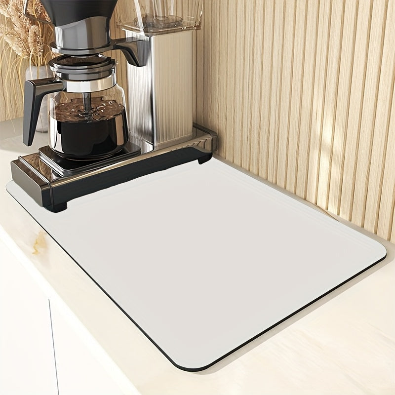 Waterproof kitchen dishwashing and drying mat with heat-resistant and anti-slip rubber backing. Features hidden stain countertop waterproof mat, perfect for use in homes, restaurants, dining tables, and kitchens.