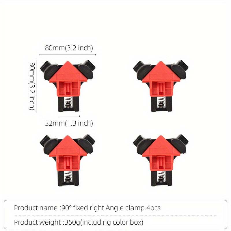 Thickened red plastic G-clamp for woodworking with 52mm right angle pressure. No assembly needed, ideal for picture frames and fish containers.